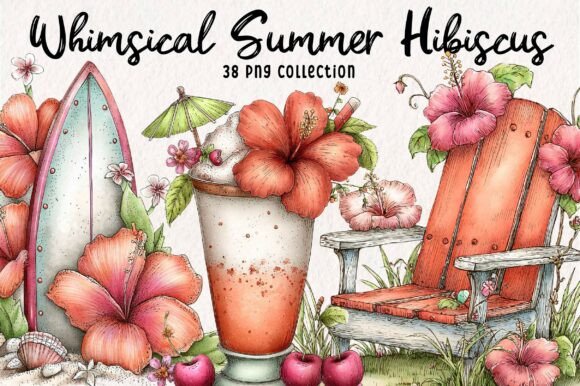 Capture the Vibe of Summer: Whimsical Hibiscus Clipart