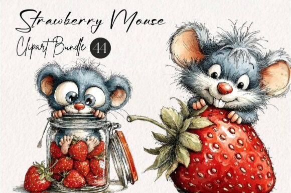 Charming Strawberry Mouse PNG Clipart for Creative Projects