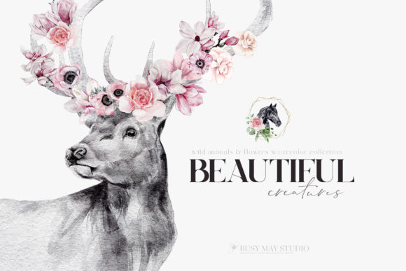 Charming Watercolor Animal Portraits and Flowers for Creators