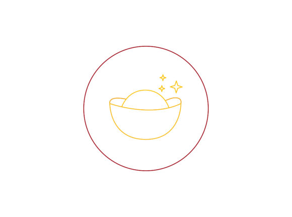 Chinese New Year Gold Ingot Color Line: Festive Vector Graphics for Your Projects
