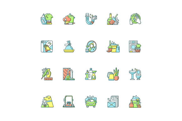 Housekeeping RGB Color Icons Set: Visuals for Modern Living