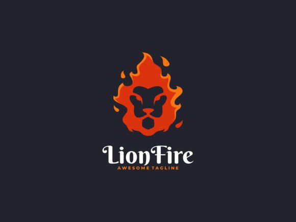 Lion Fire Flat Color Logo: A Bold Vector Asset for Modern Brands