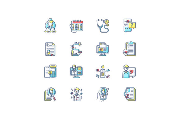 Online Doctor App RGB Color Icons Set: Modernize Your Health Brand