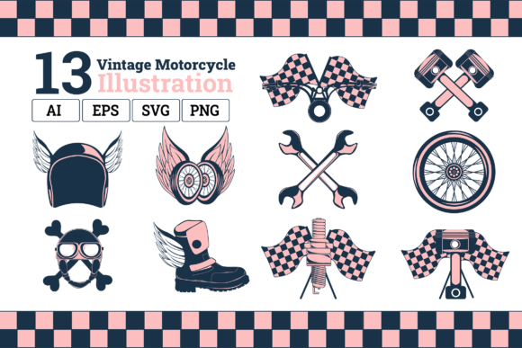 Timeless Two-Wheeled Style: Vintage Motorcycle Color Illustrations