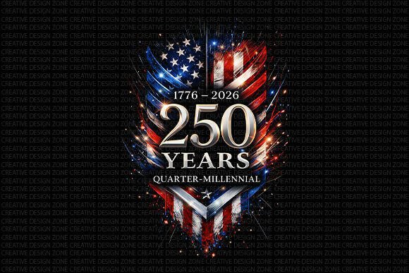 USA 250 Years Quarter Millennial PNG: A Bold Design for Milestone Celebrations