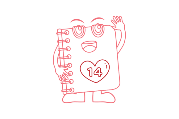 Valentine Kawaii Cute Book Color Line: A Playful Design Asset