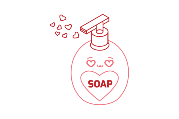 Valentine Kawaii Cute Soap Color Line: Charming Design Assets