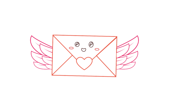 Valentine Kawaii Envelope Flay Color Line: A Playful Vector Asset