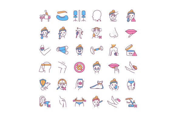 Visualizing Wellness: The Building Skin Care Routine Color Icons