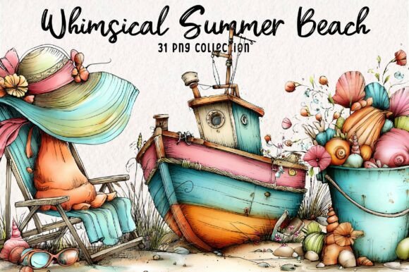 Whimsical Summer Beach Clipart PNG: Your Go-To for Coastal Designs